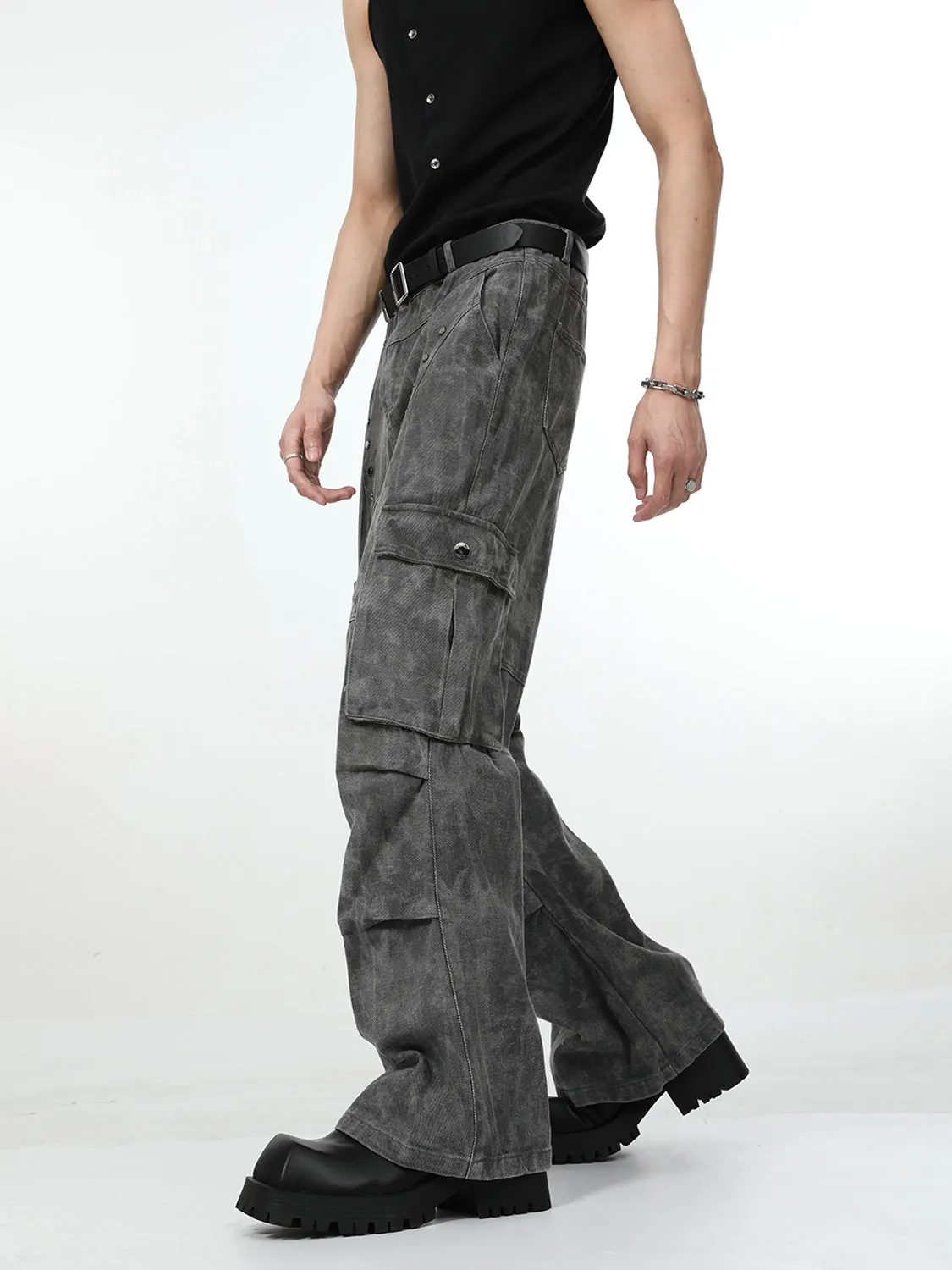 【24s Nov.】Pleated Rivet Vibe Pocket Cargo Jeans