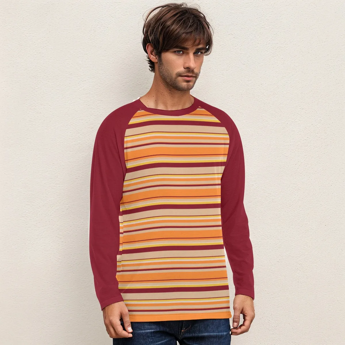 70s Style Shirt Men, 70s clothing style, Maroon Orange stripe Shirt, Vintage 70s shirt style,Retro Shirt Men, Stripe Shirt Men, Stripe Top