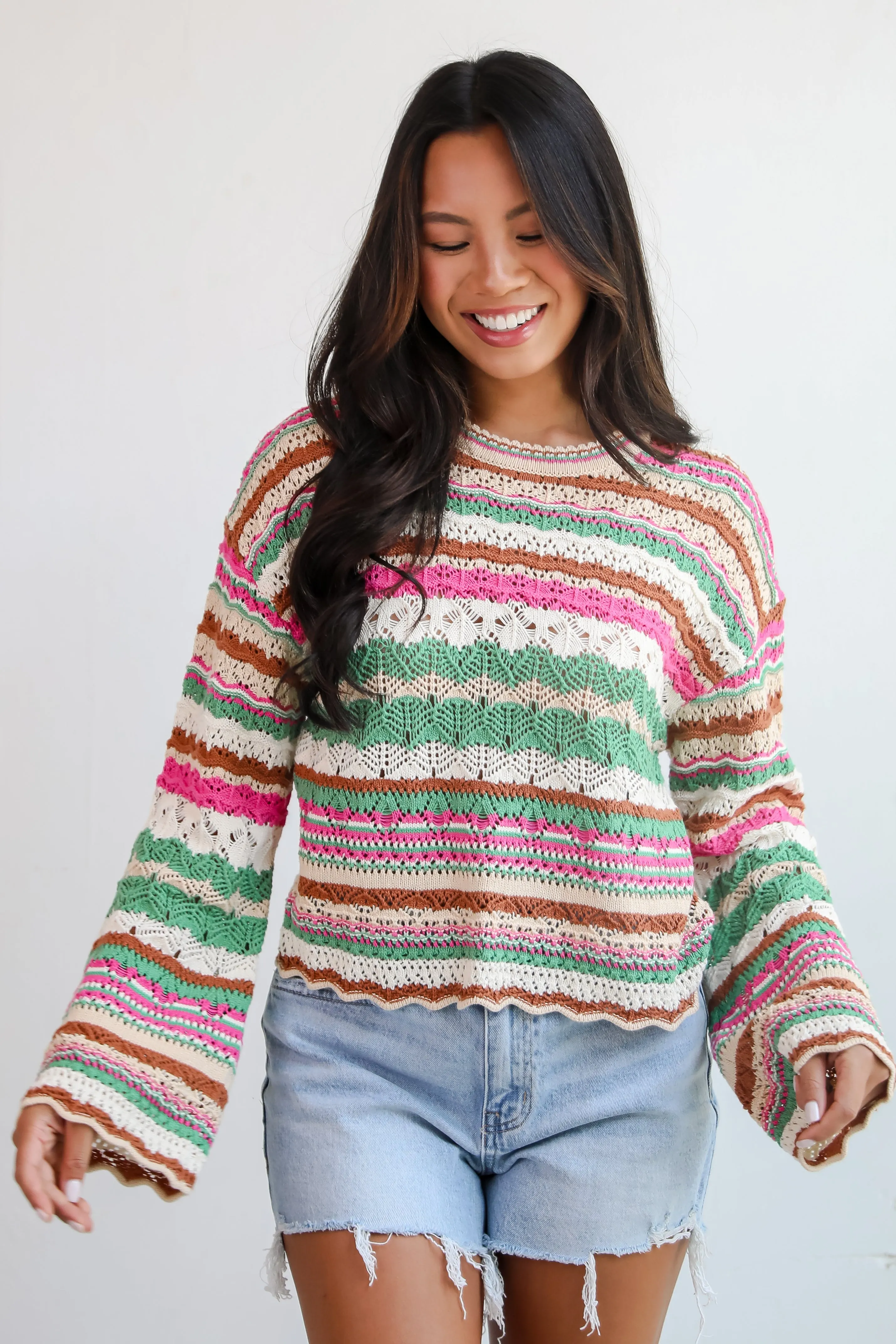 Adorable Disposition Multi Crochet Knit Top