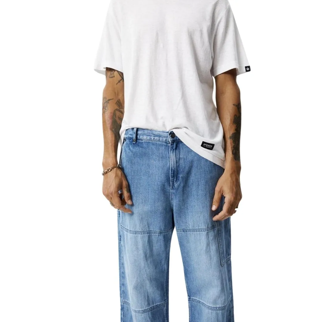 Afends Richmond Hemp Denim Baggy Workwear Jeans - Worn Blue