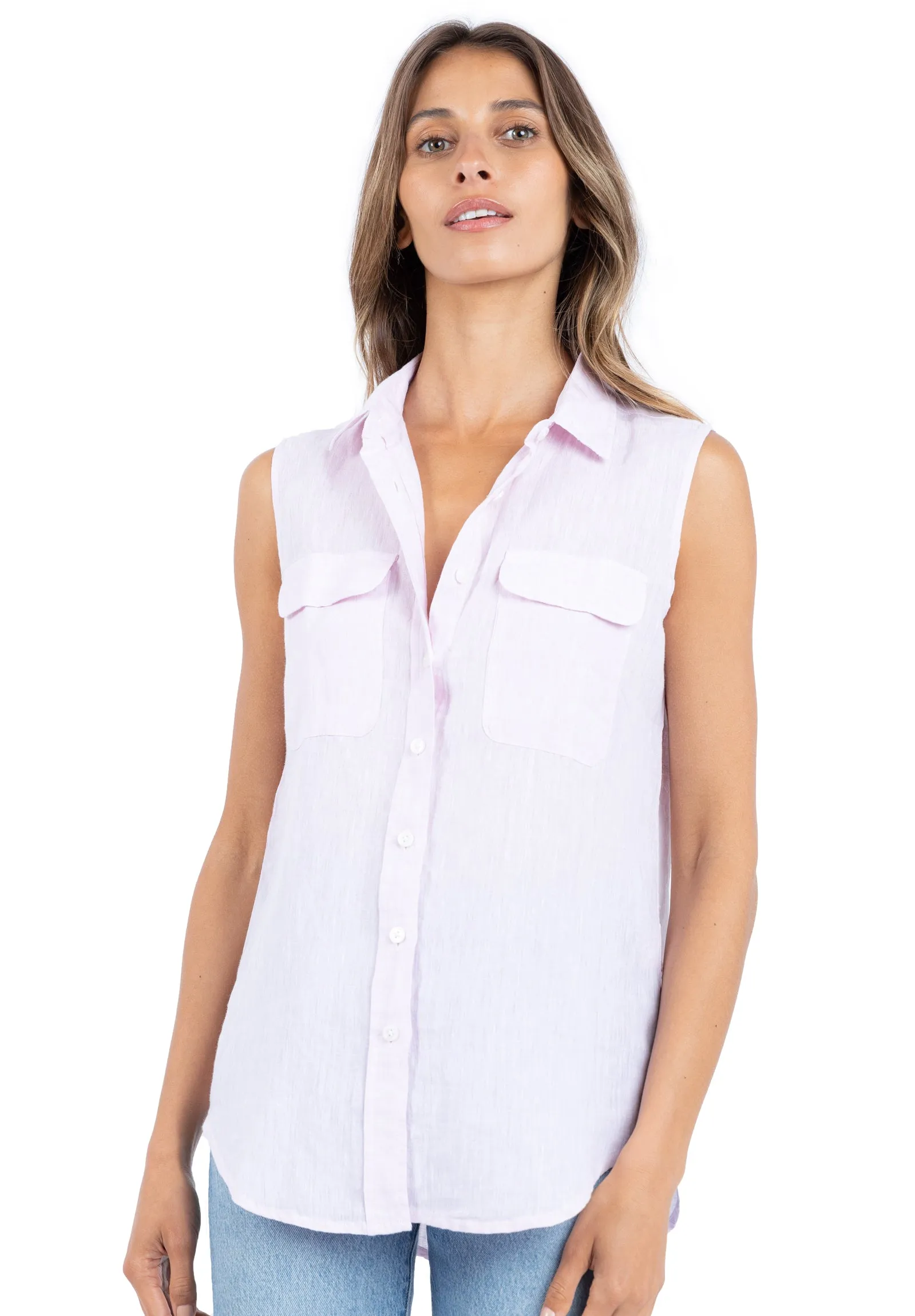 Aura-Linen Pink SS Linen Shirt