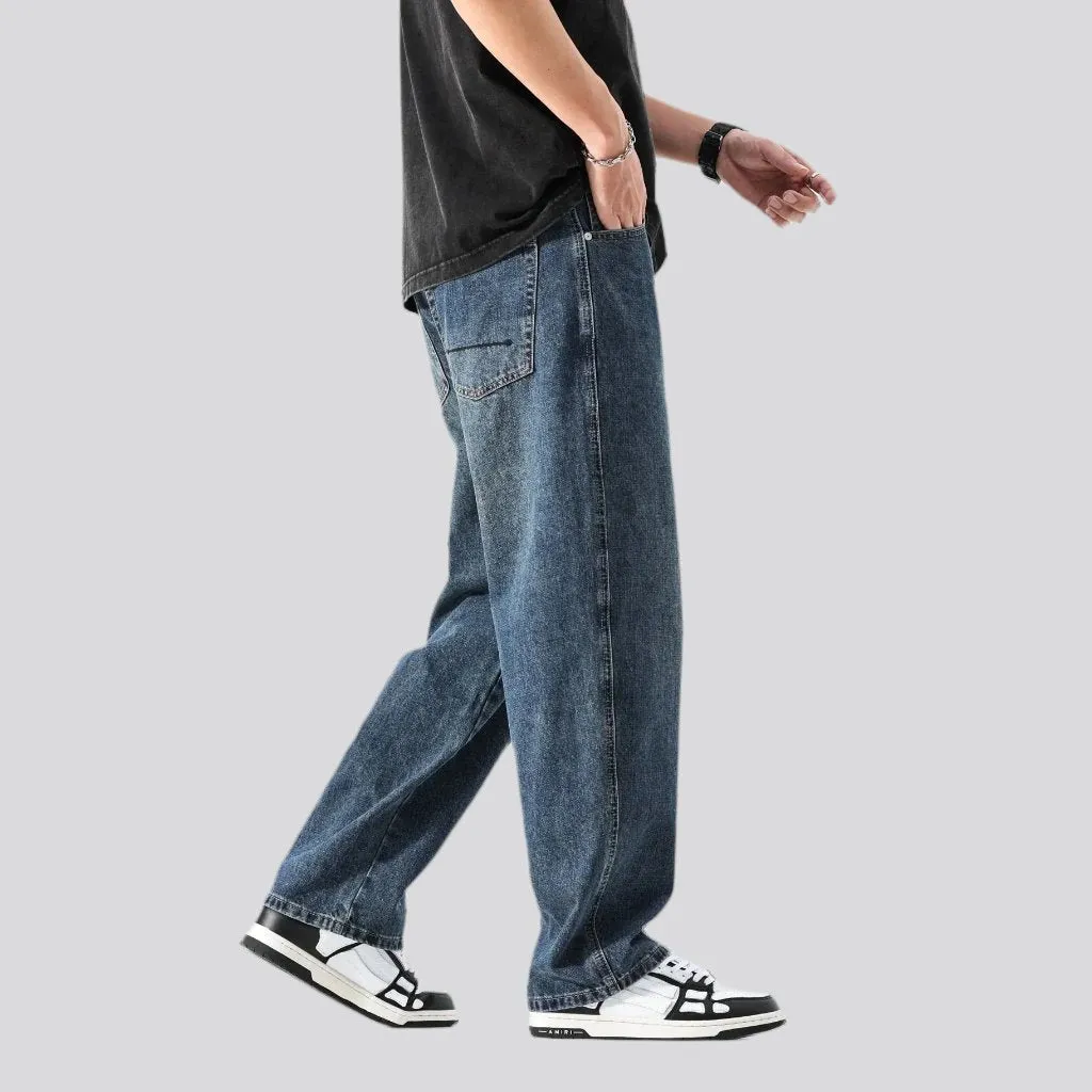 Baggy mid-waist jeans for men