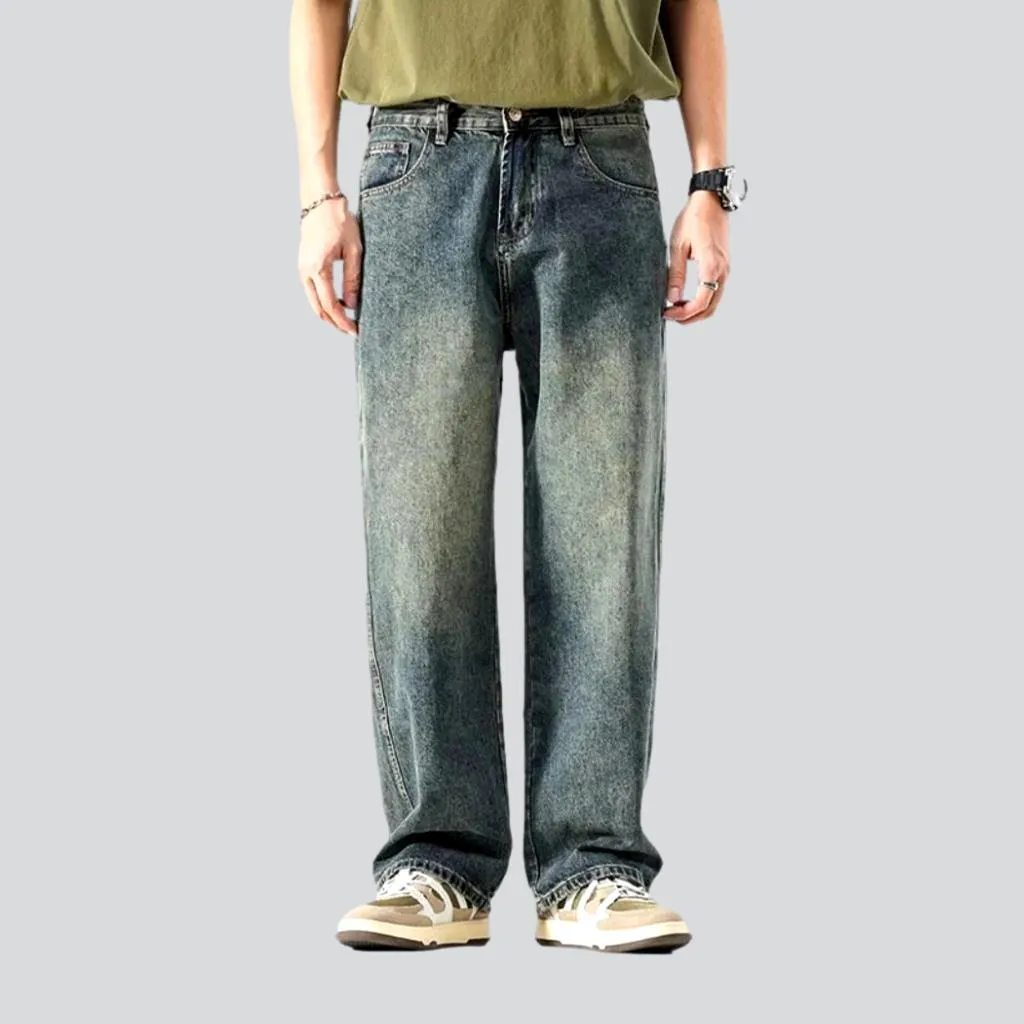 Baggy mid-waist jeans for men