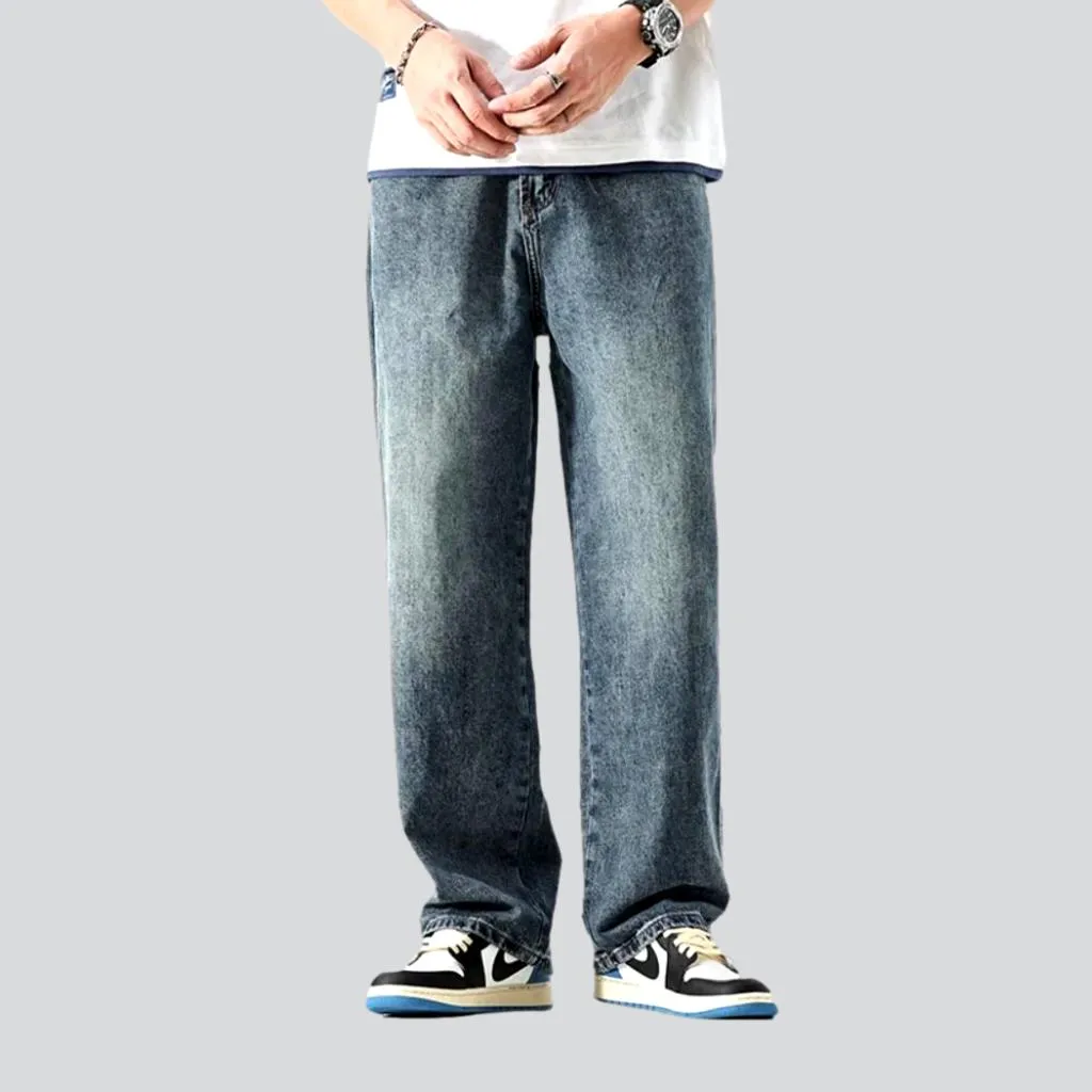 Baggy mid-waist jeans for men