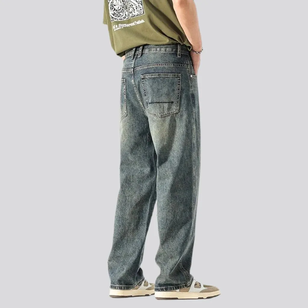 Baggy mid-waist jeans for men