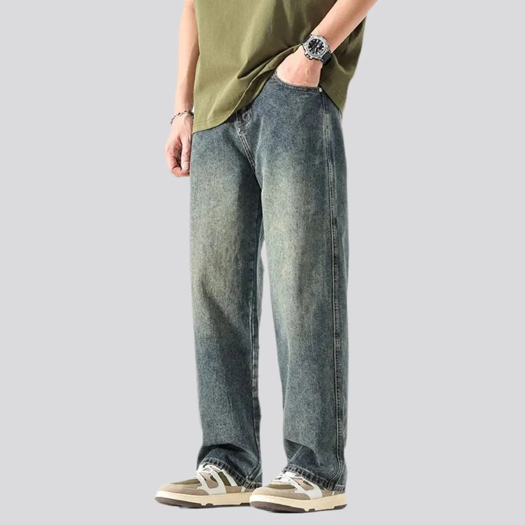 Baggy mid-waist jeans for men