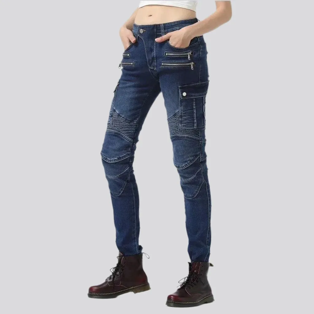 Biker protective jeans for women