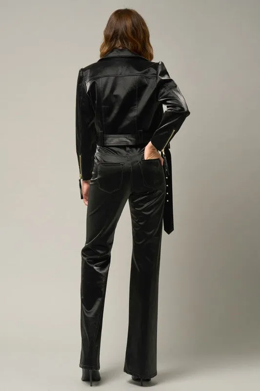 Black Velvet High Rise Flare Pants