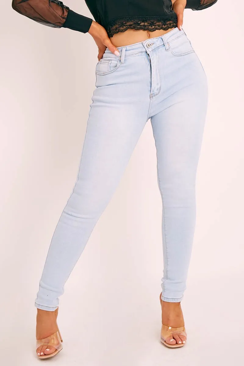 Bleached Light Blue Denim Skinny Jeans - Ioanna