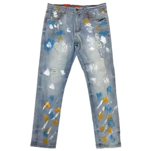 Bleecker&Mercer Distressed Ripped Paint Jeans Pants