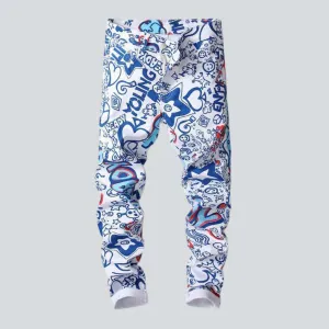 Blue red painted men jeans