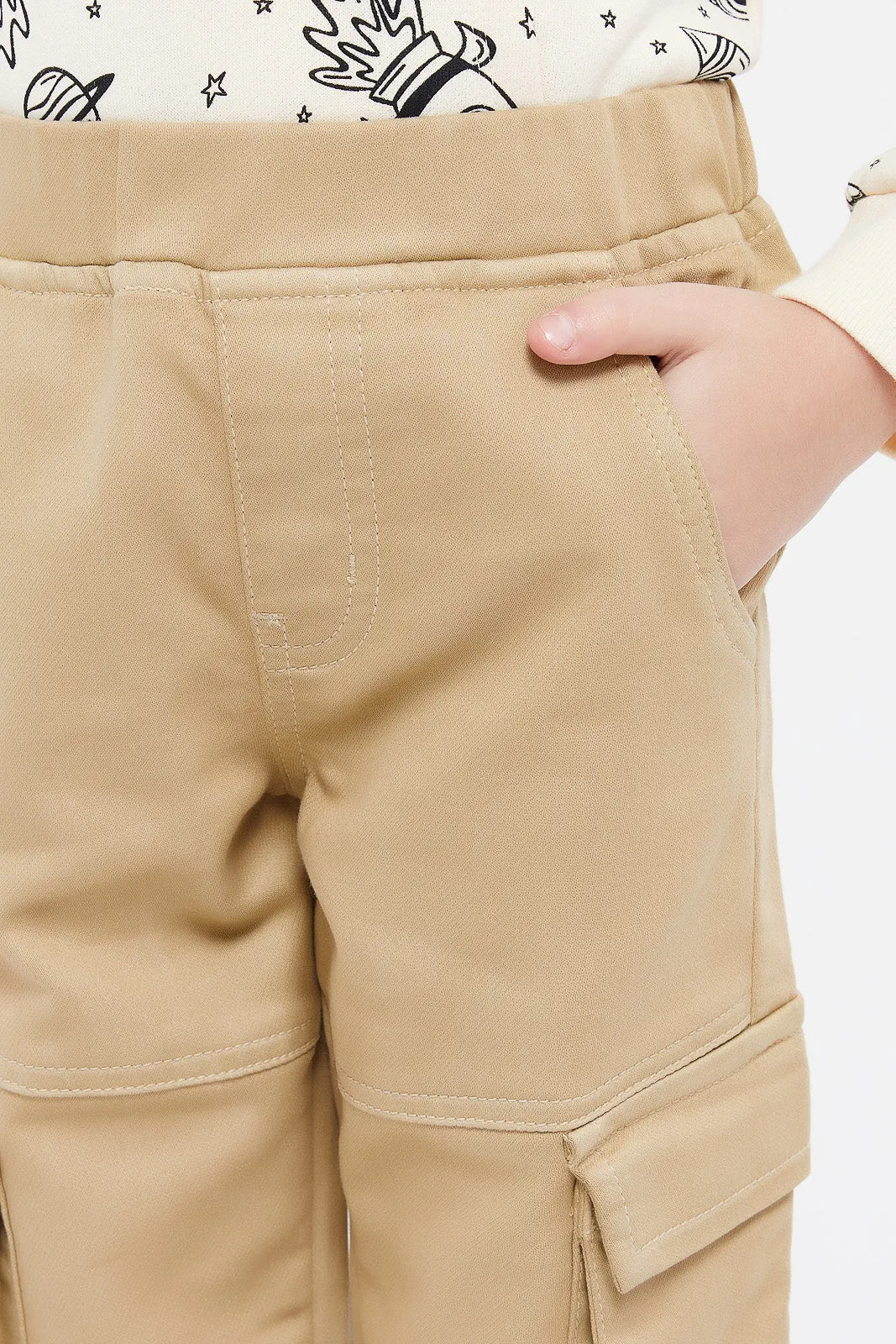 Boys Beige Cargo Pocket Jogger