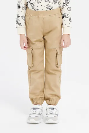 Boys Beige Cargo Pocket Jogger