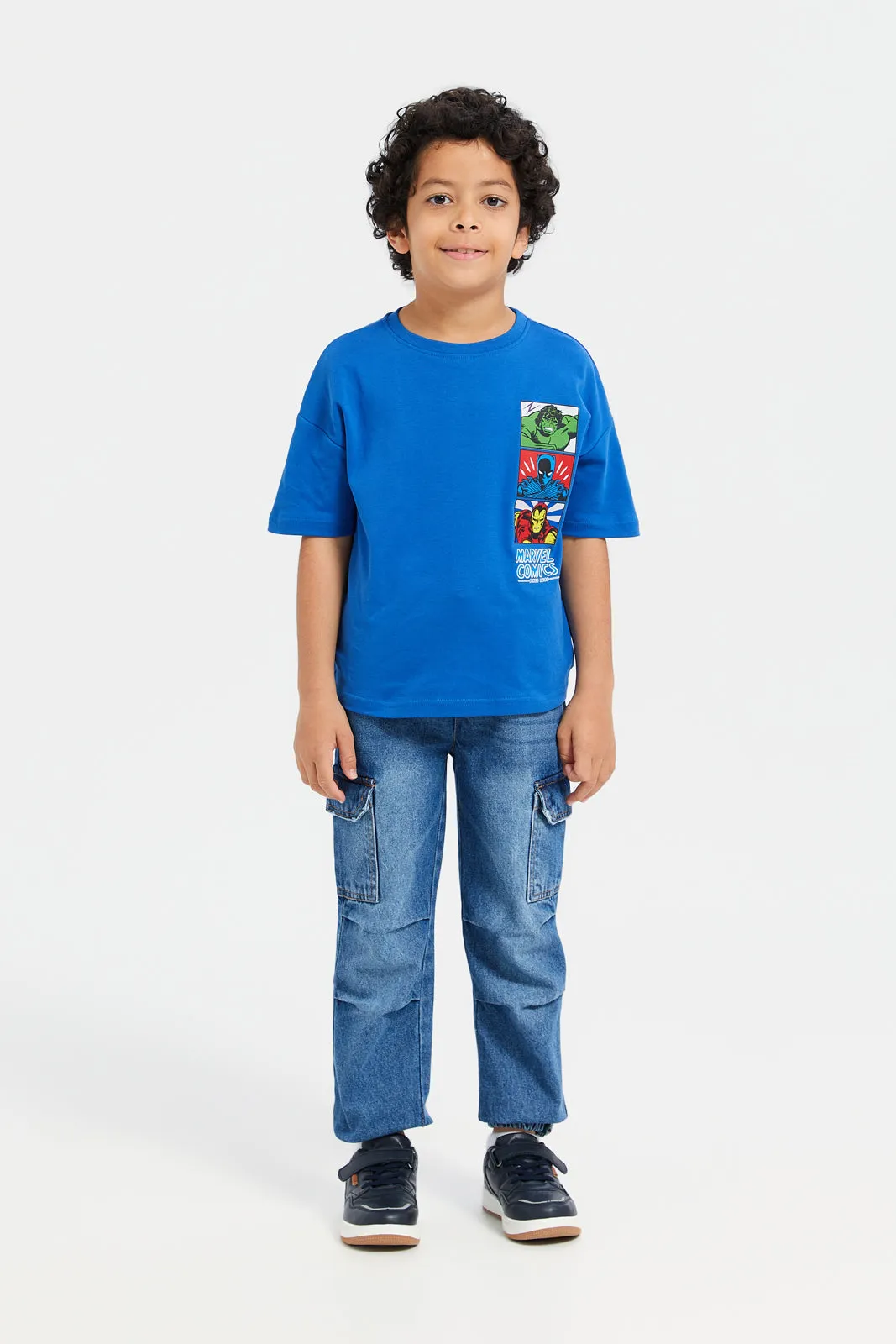 Boys Blue Parachute Cargo Pocket Jeans