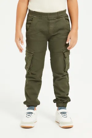 Boys Olive Cargo Pocket Jogger