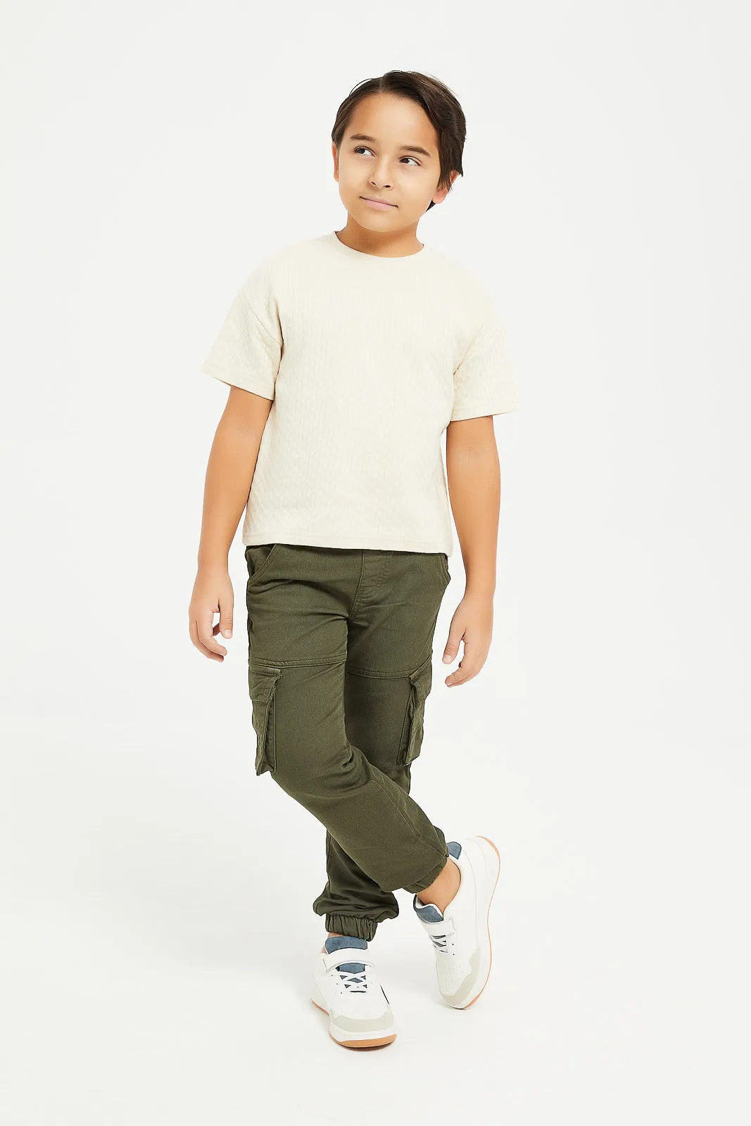 Boys Olive Cargo Pocket Jogger