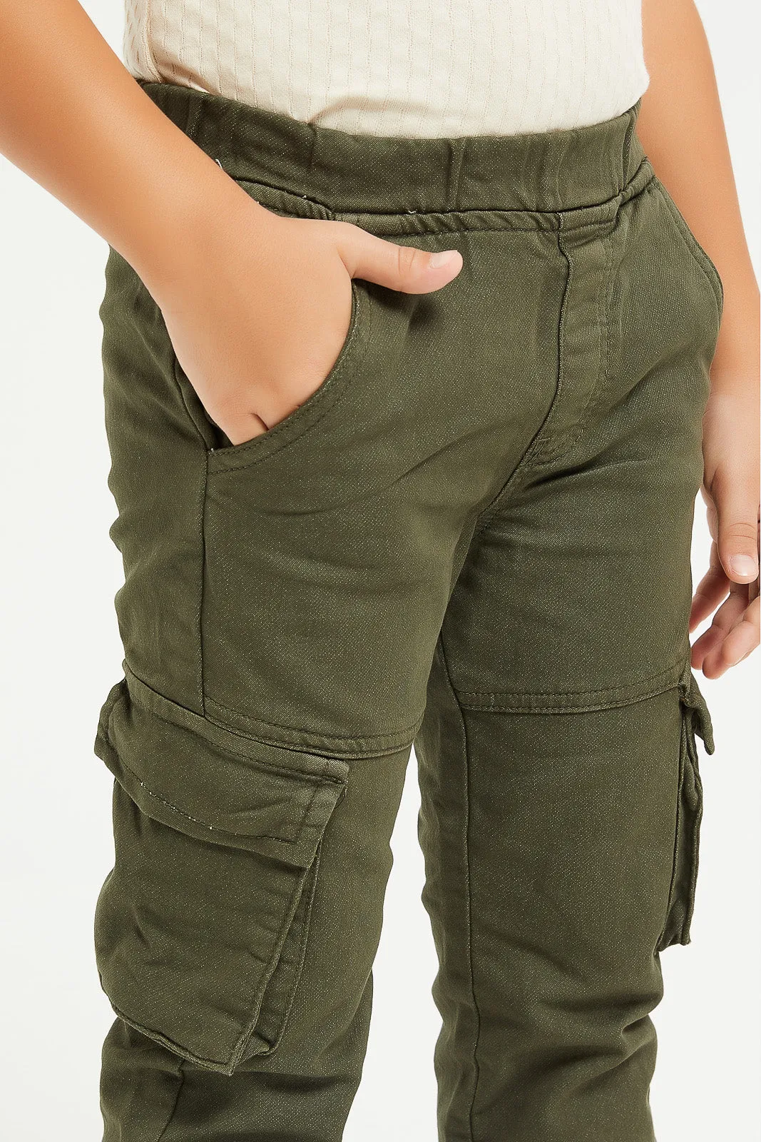 Boys Olive Cargo Pocket Jogger