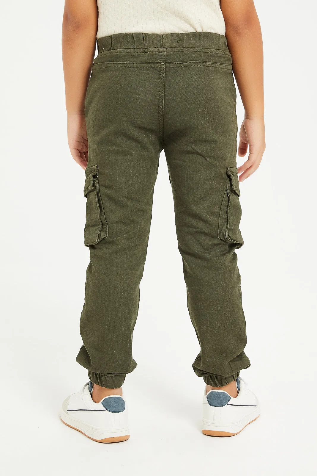 Boys Olive Cargo Pocket Jogger