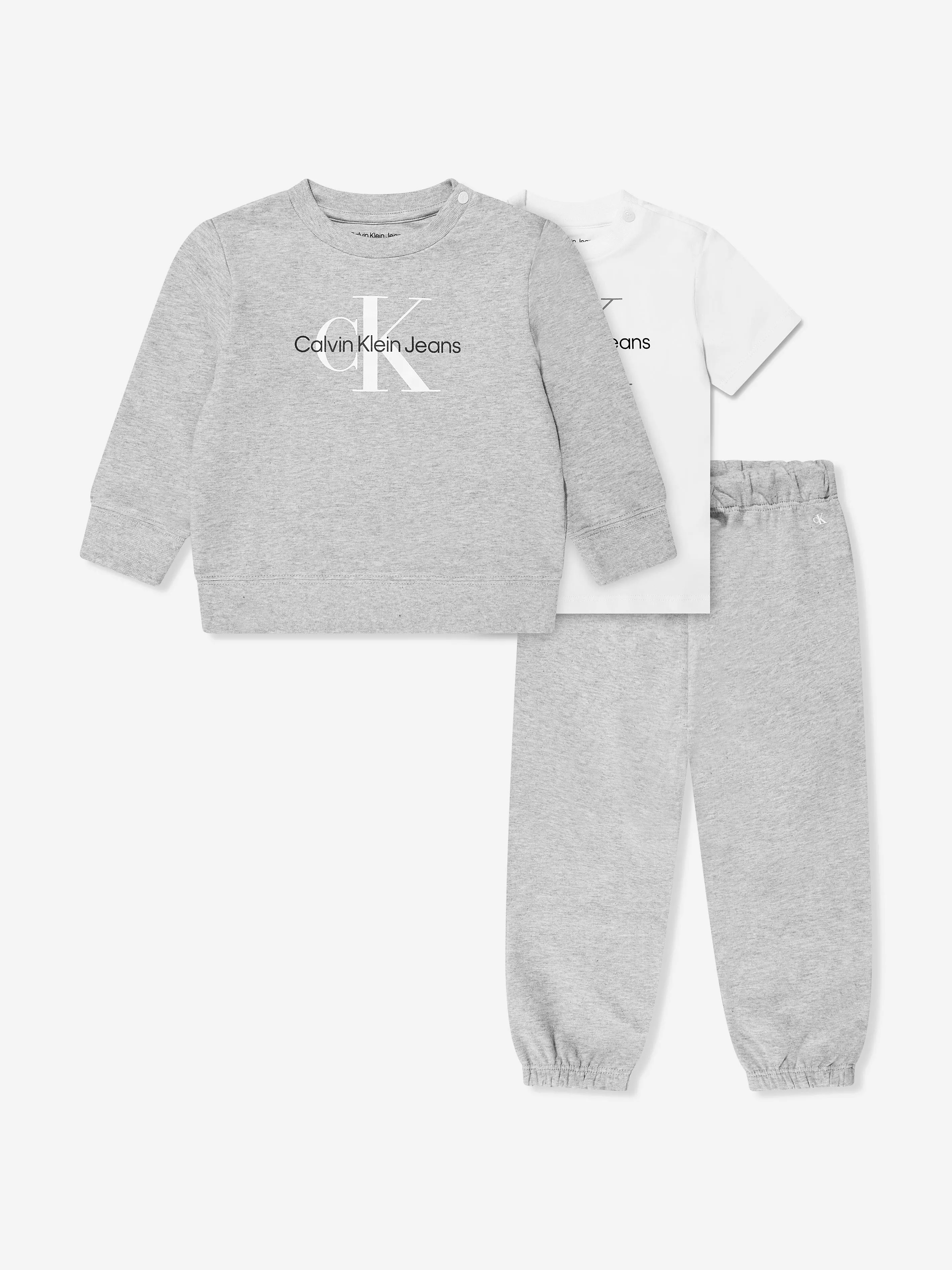 Calvin Klein Baby Monogram 3 Piece Gift Set in Grey