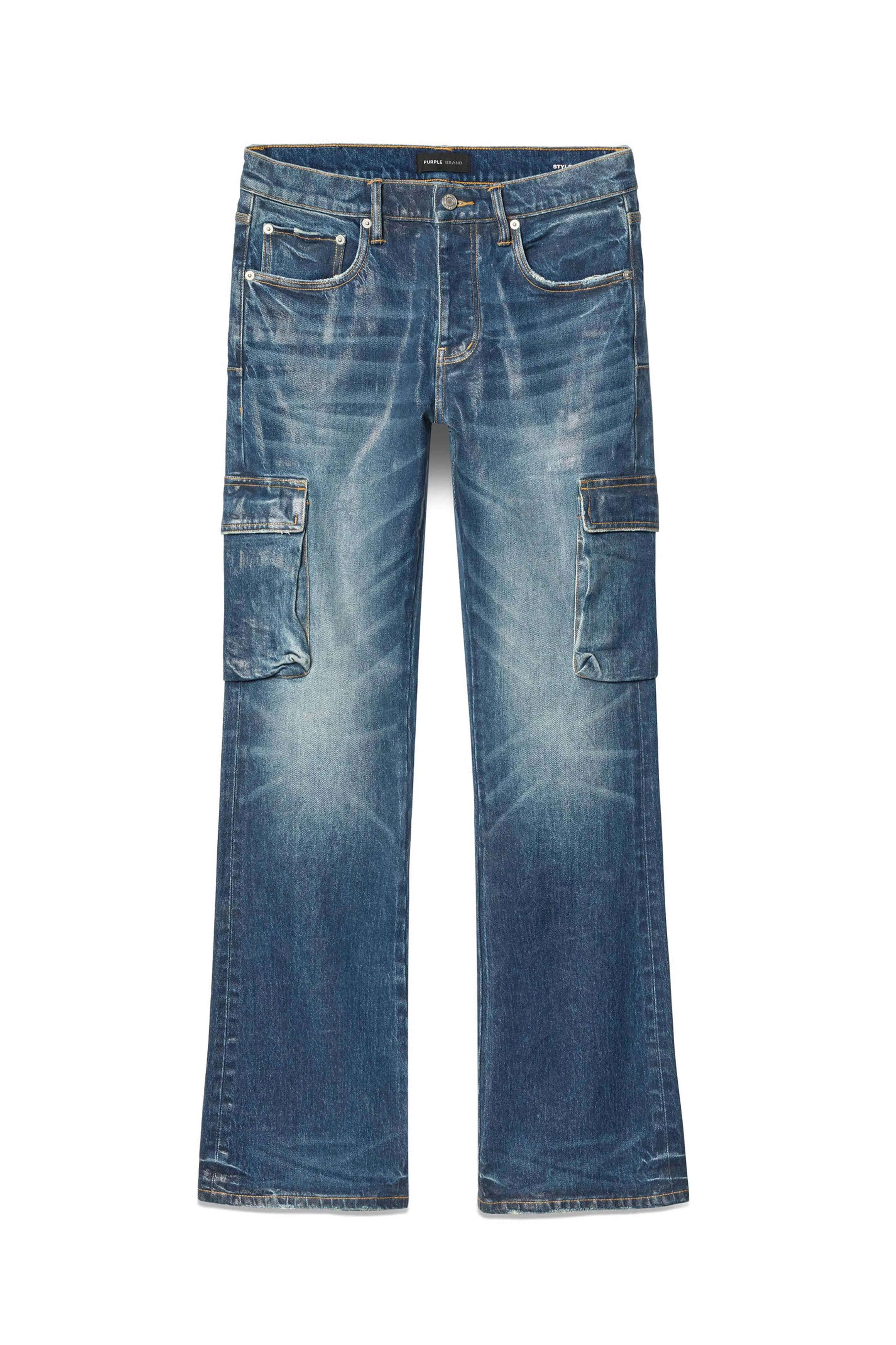 Cargo Flare Coated Jeans (Indigo) - P004CFGS424