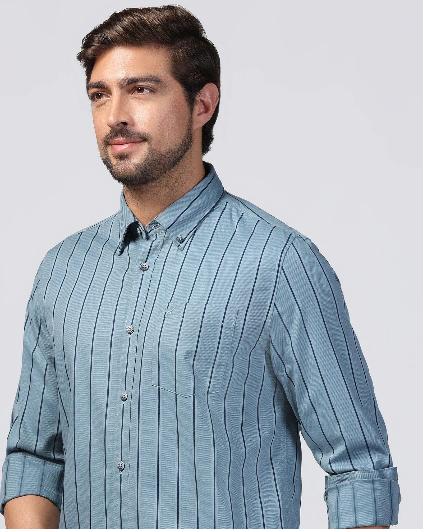 Casual Blue Stripe Shirt - Mateo