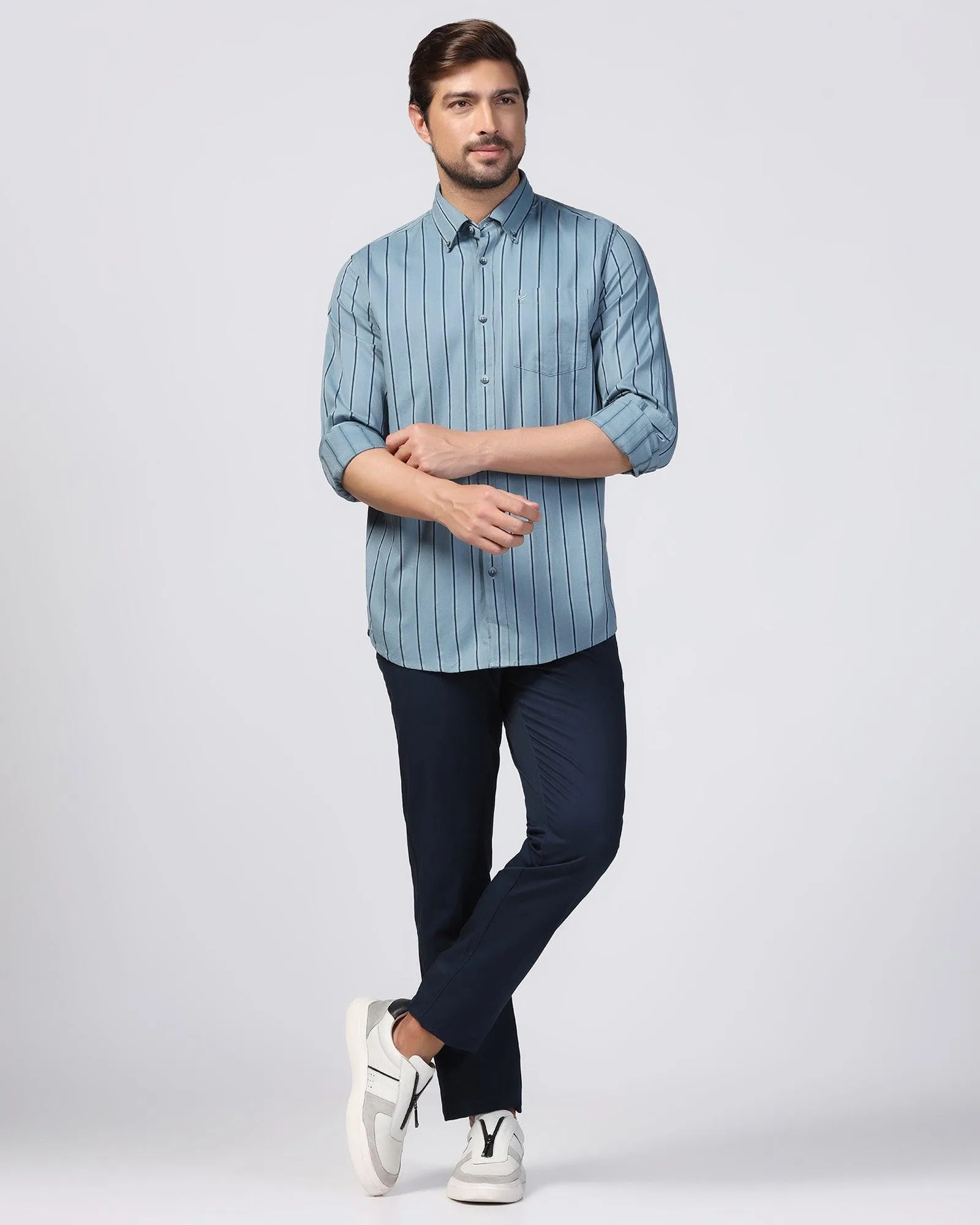 Casual Blue Stripe Shirt - Mateo