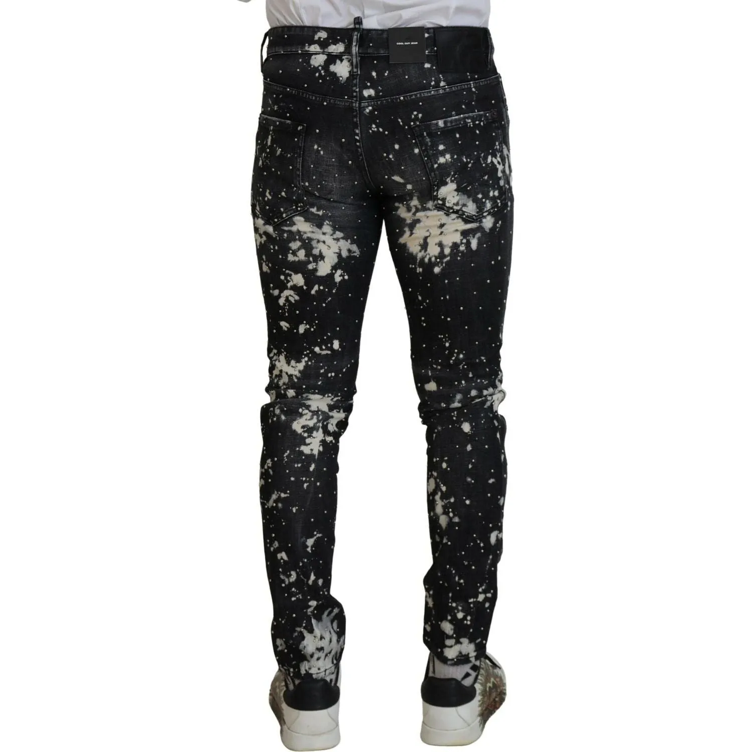 Dsquared² Black Washed White Color Splash Casual Denim Jeans