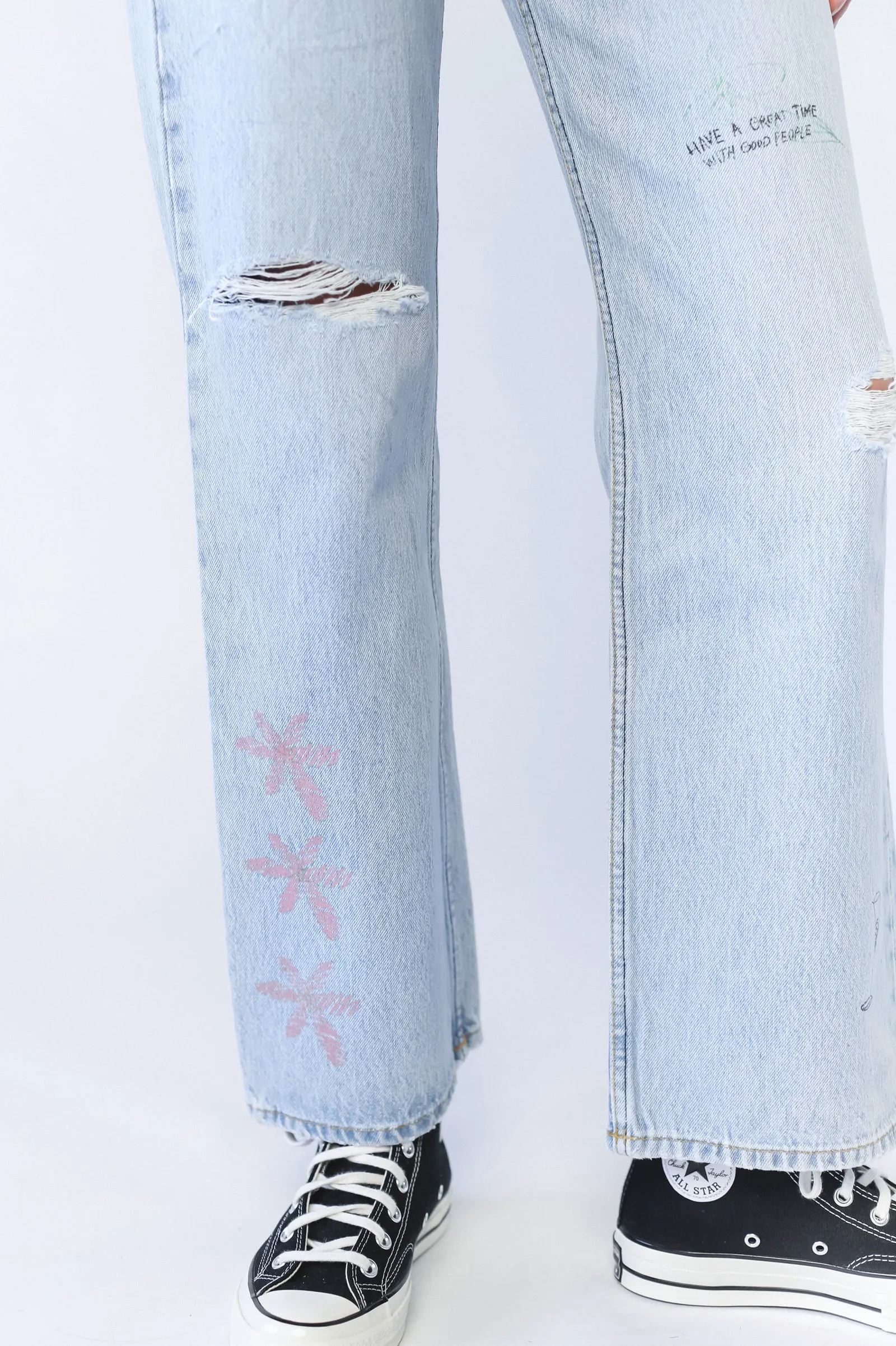 Echo Straight Jeans - Light Blue Jay Scribble