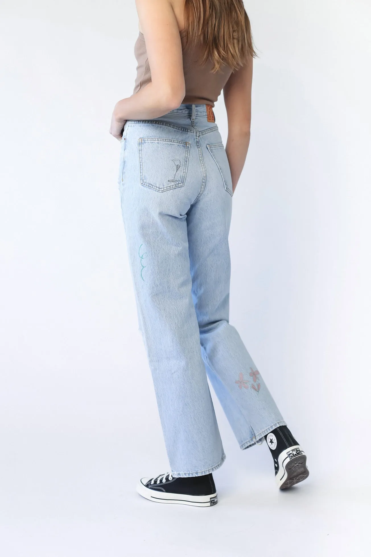 Echo Straight Jeans - Light Blue Jay Scribble