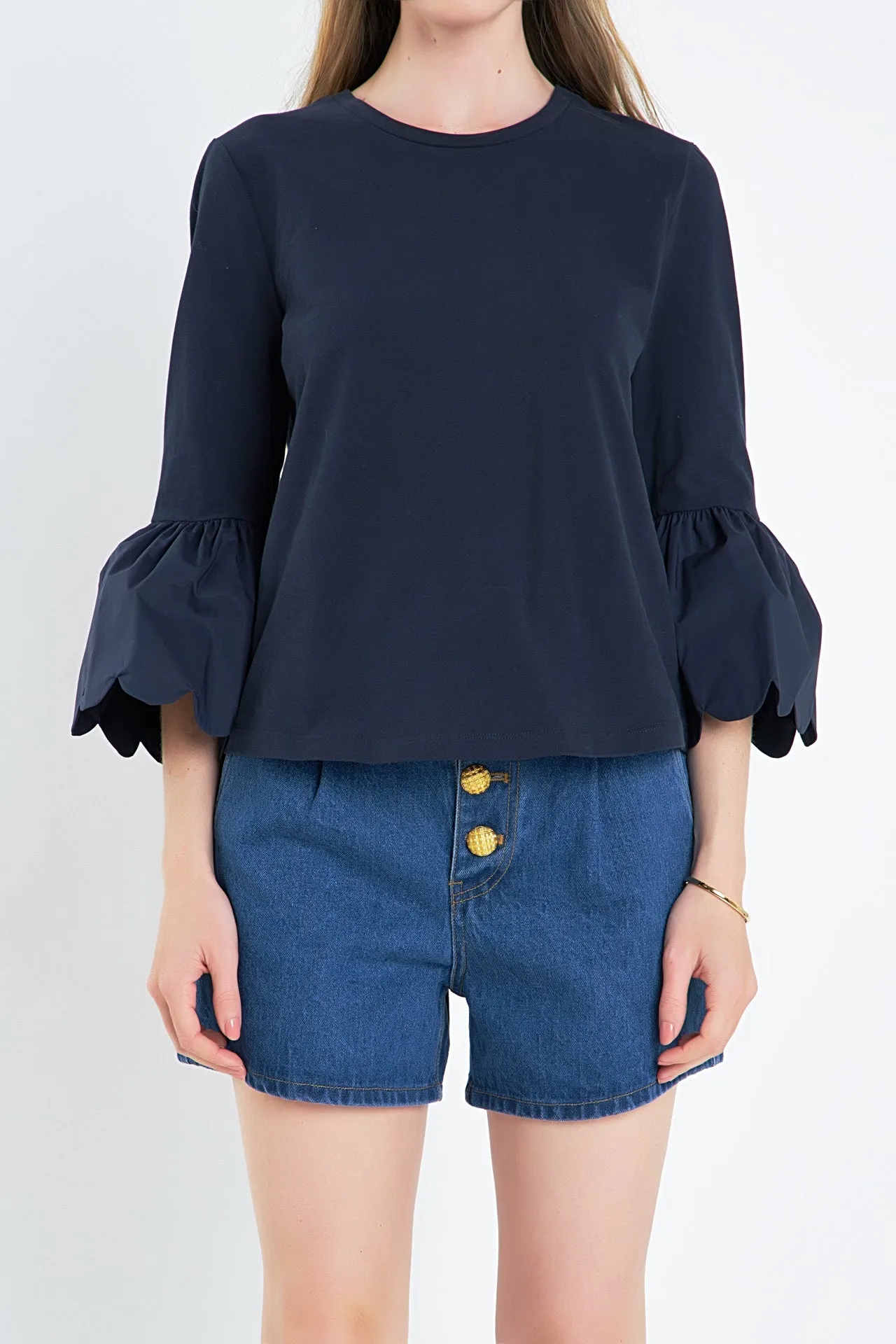 English Factory - Scallop Bell Sleeve T-Shirt