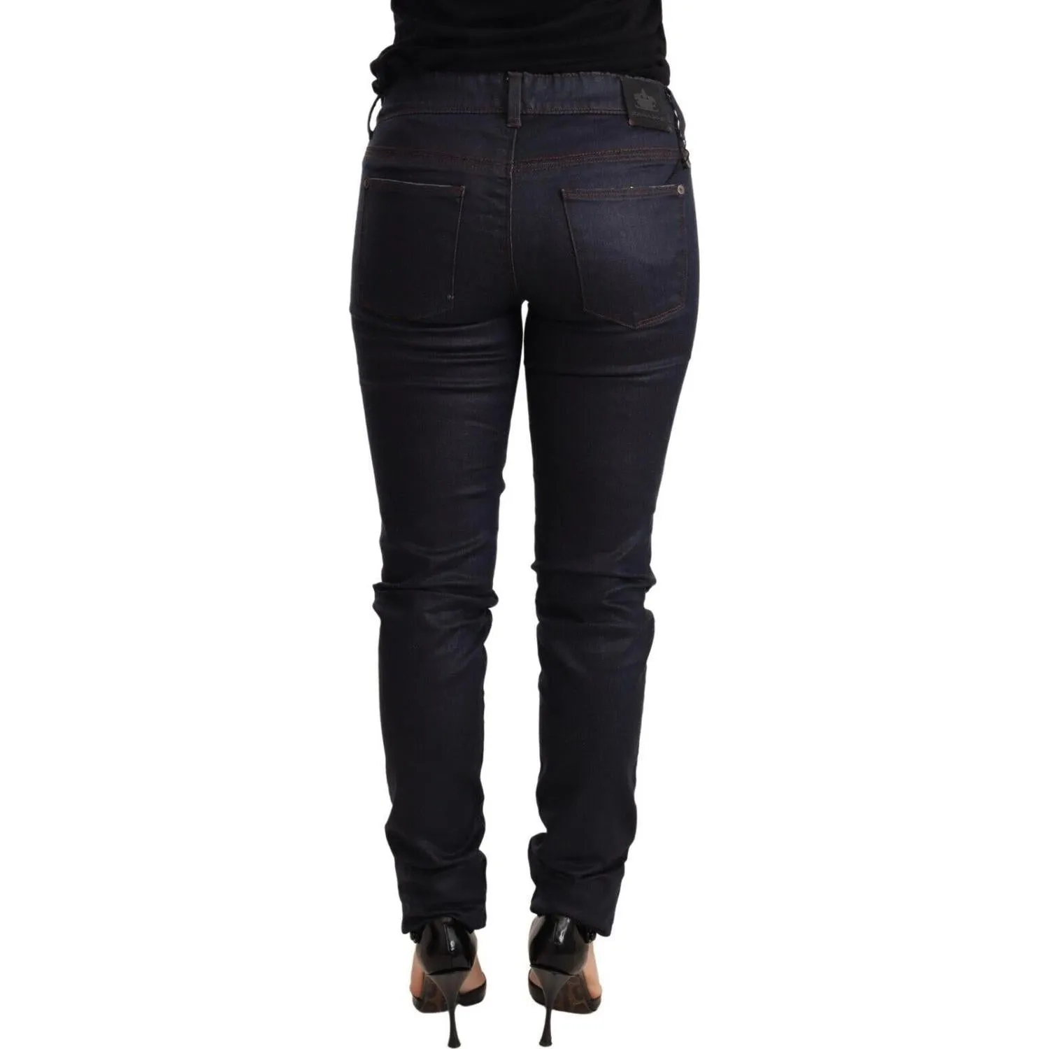 Ermanno Scervino Chic Dark Blue Low Waist Skinny Jeans