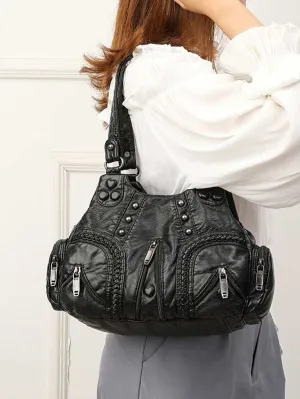 Esmee - Black Rivet Shoulder Bag