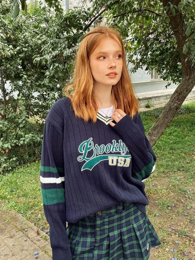 Fashionkova Brooklyn Varsity Knit Sweater