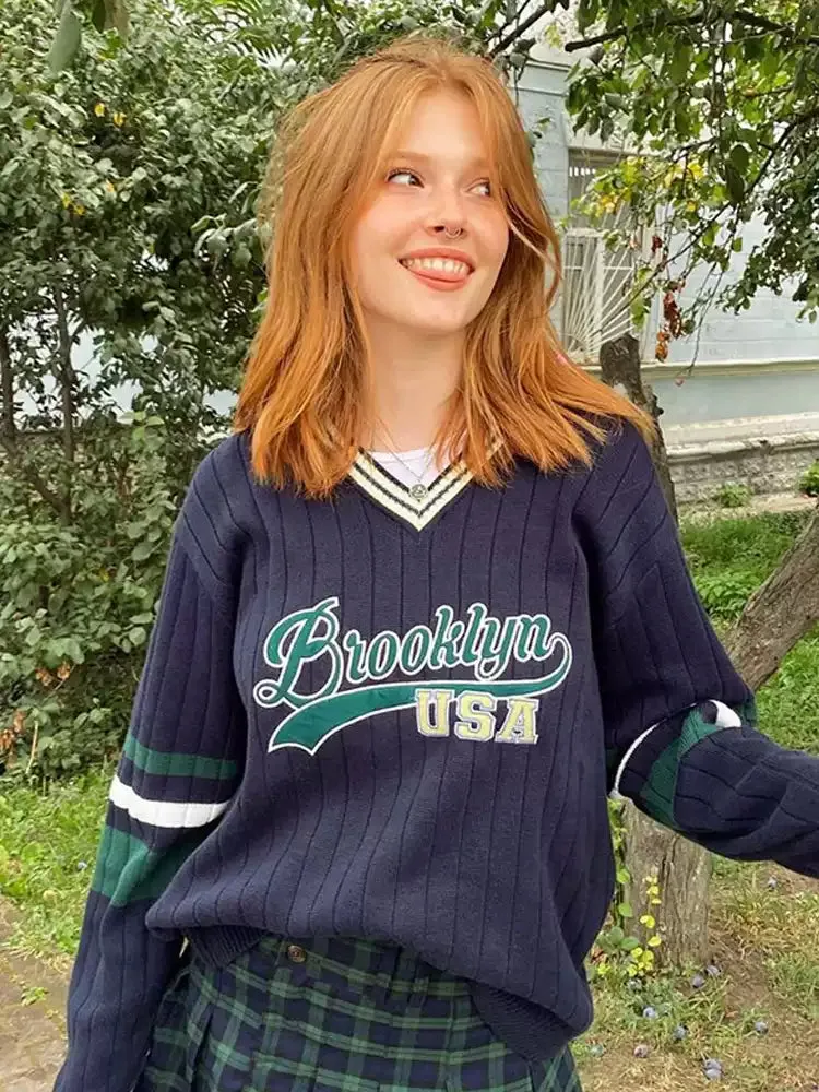 Fashionkova Brooklyn Varsity Knit Sweater