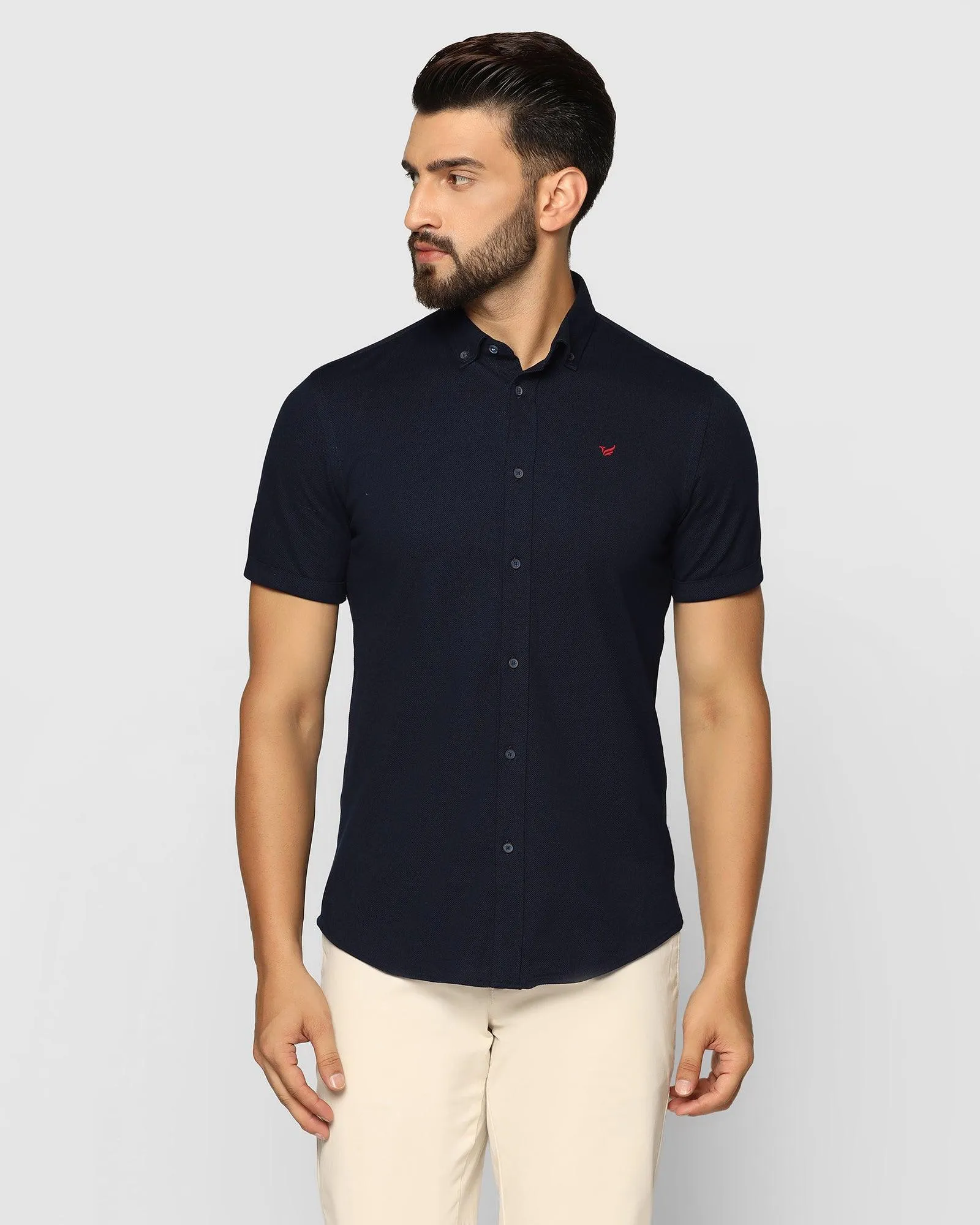 Formal Half Sleeve Navy Solid Shirt - Pareto