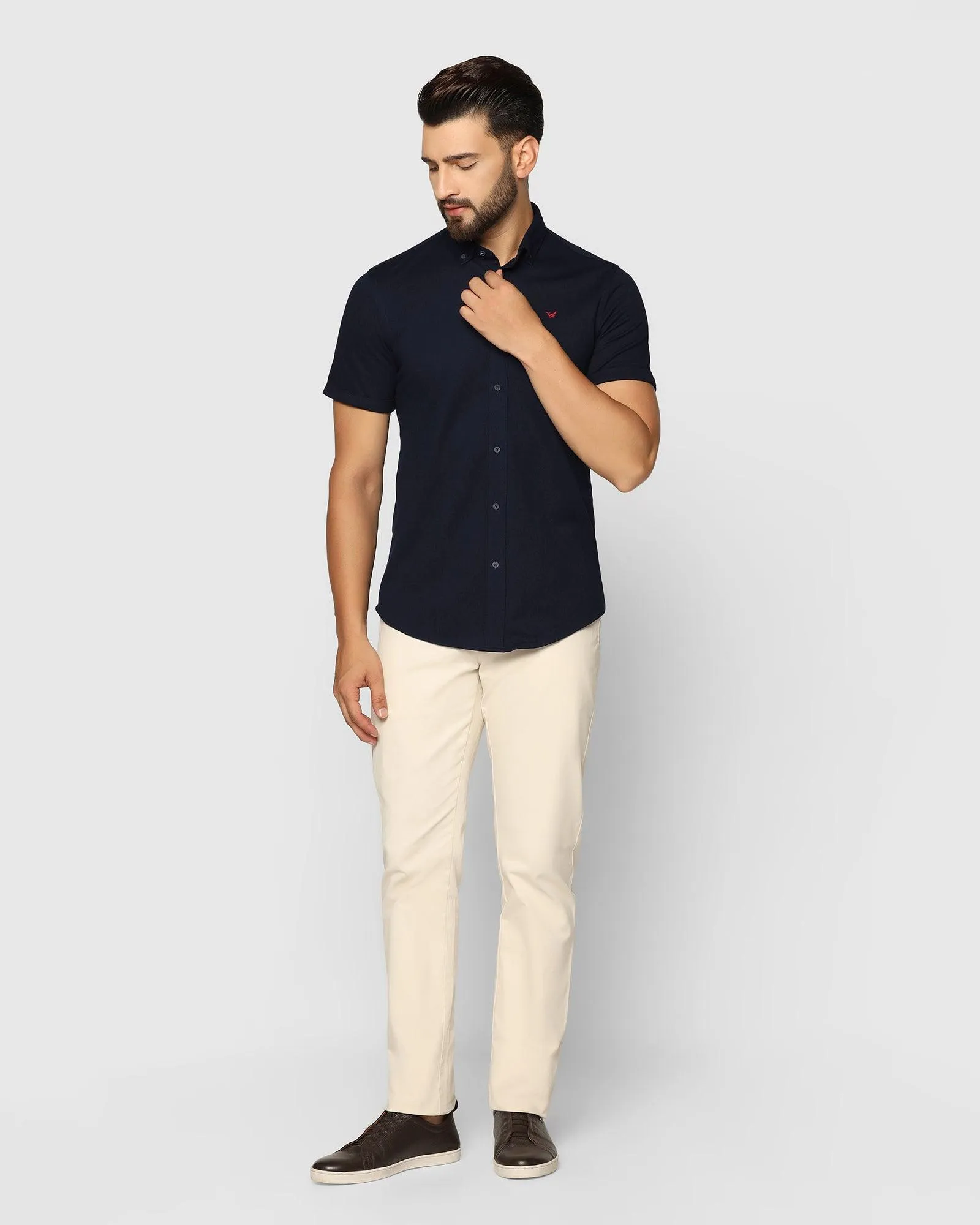 Formal Half Sleeve Navy Solid Shirt - Pareto