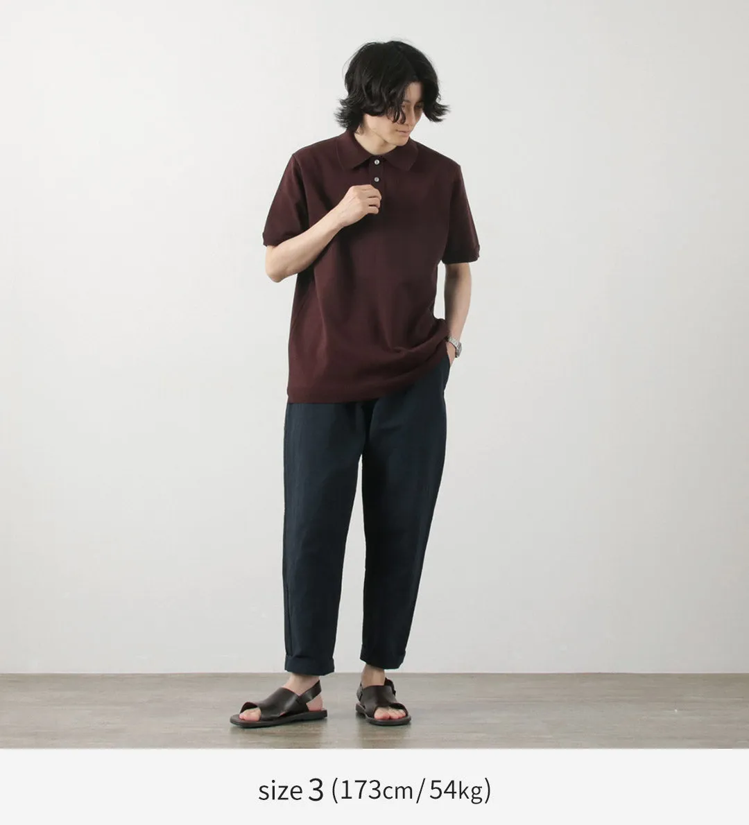 FUJITO / Knit Polo Easy Solid Collar