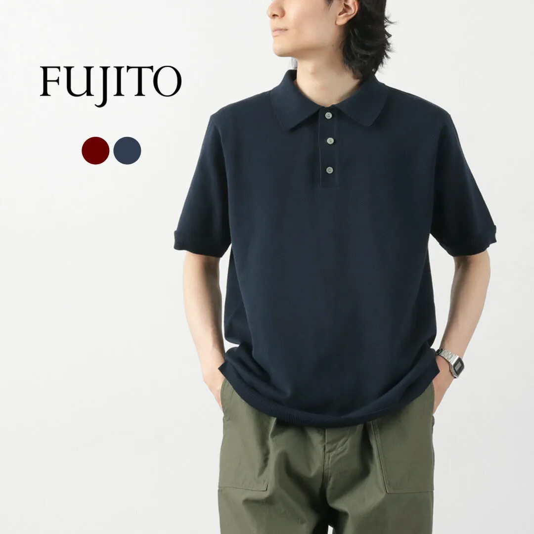 FUJITO / Knit Polo Easy Solid Collar