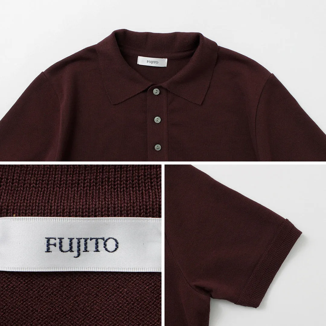 FUJITO / Knit Polo Easy Solid Collar