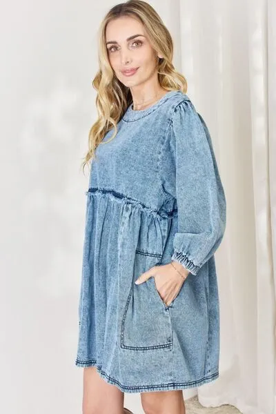 Full Size Oversized Denim Babydoll Dress