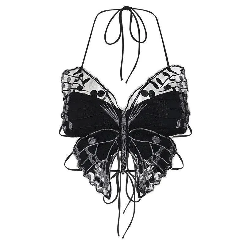 Gothic Cross Print Lace Trim Crop Top: Edgy Corset Tank Fashion