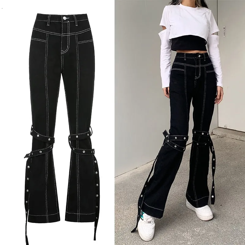 Graduation Gifts High Waist Jeans Woman Wide Leg Denim Boyfriend Streetwear Clothing Cotton Fashion Harajuku Pocket Straight Cargo Pants