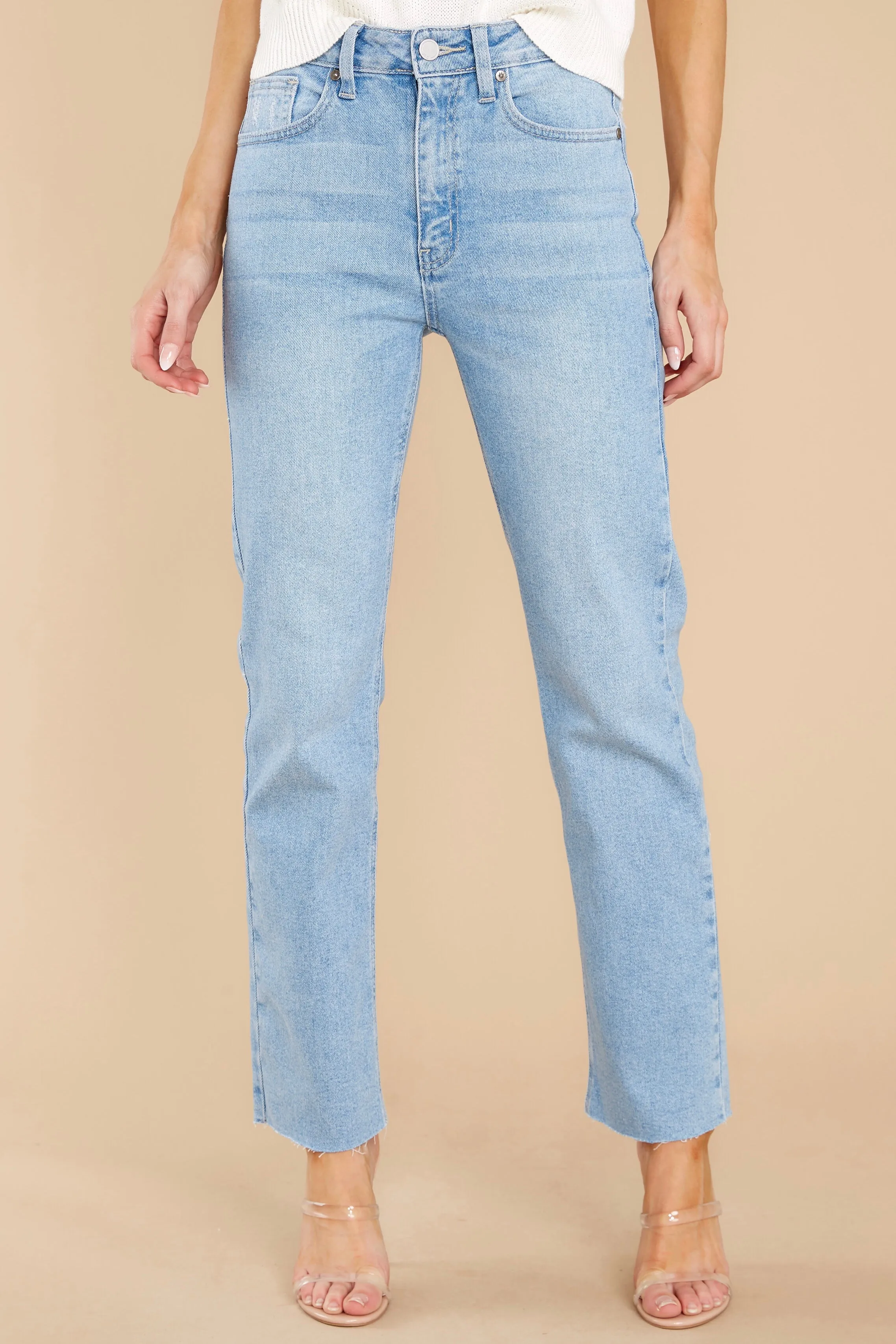 High Standards Light Wash Cropped Straight Jeans