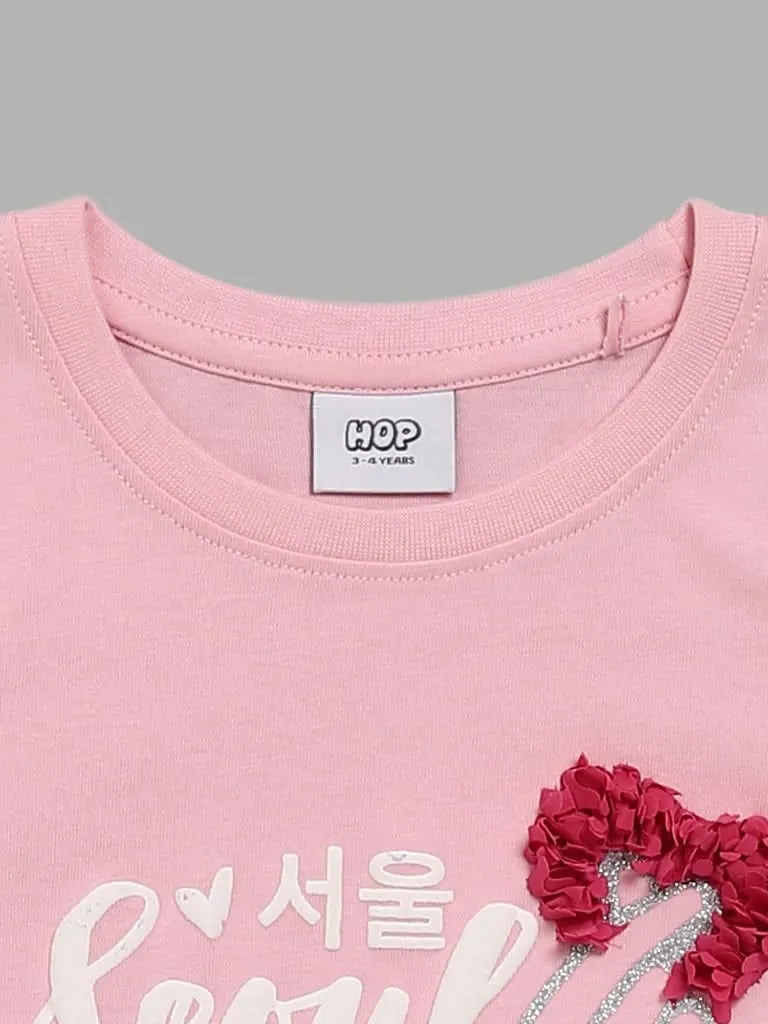 HOP Kids Pink Printed T-Shirt