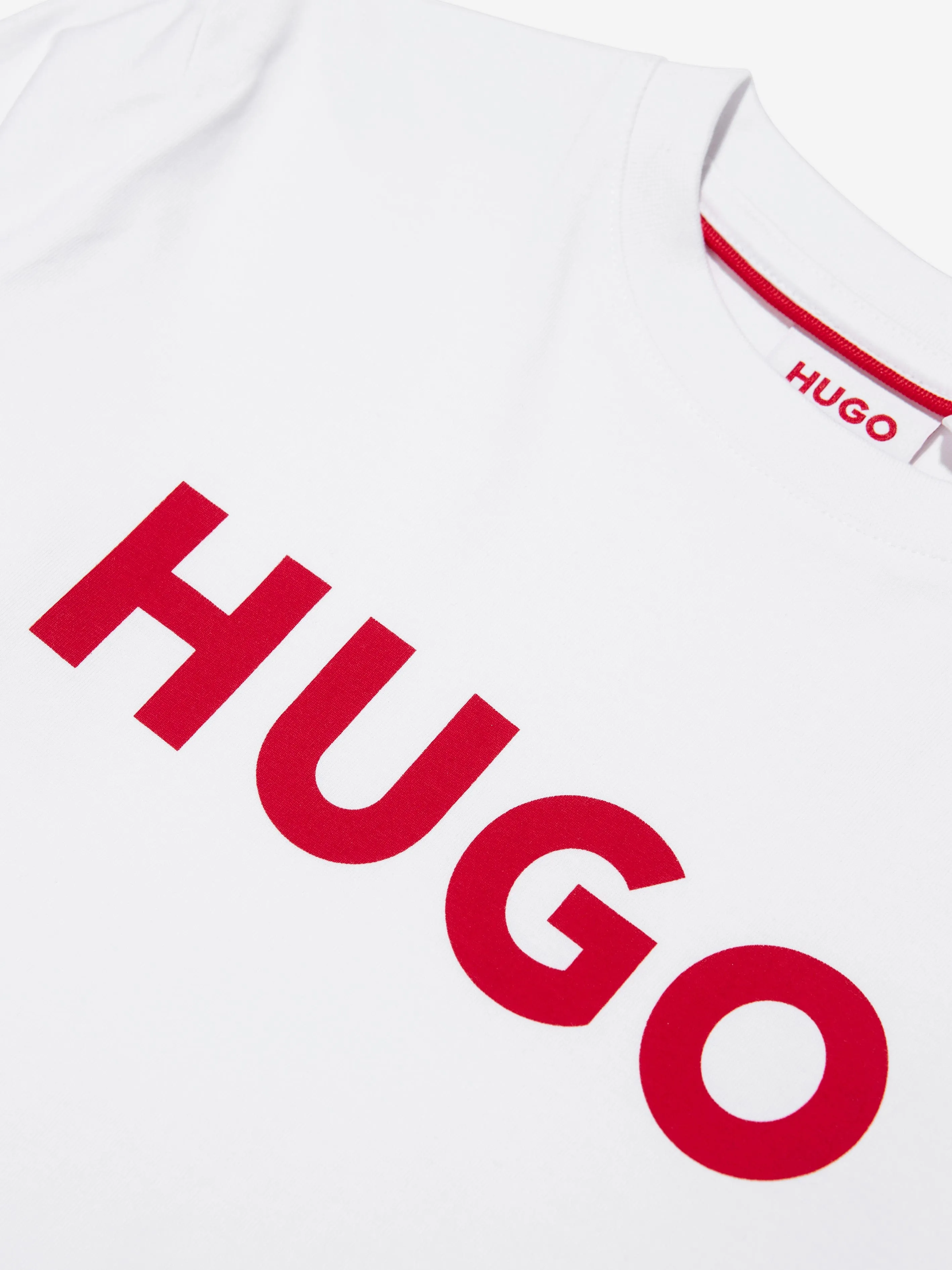 Hugo Boys Long Sleeve Logo T-Shirt in White