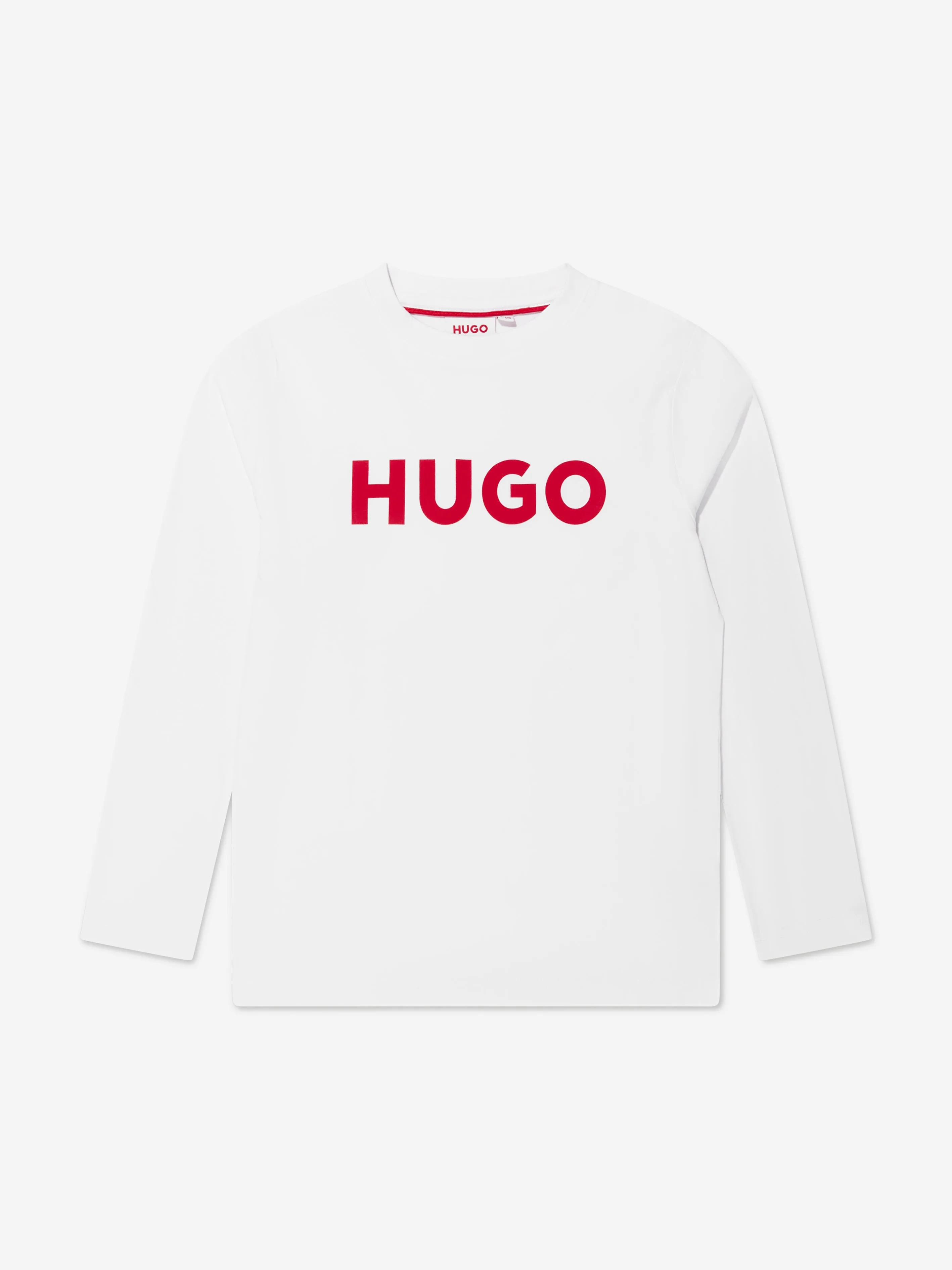 Hugo Boys Long Sleeve Logo T-Shirt in White