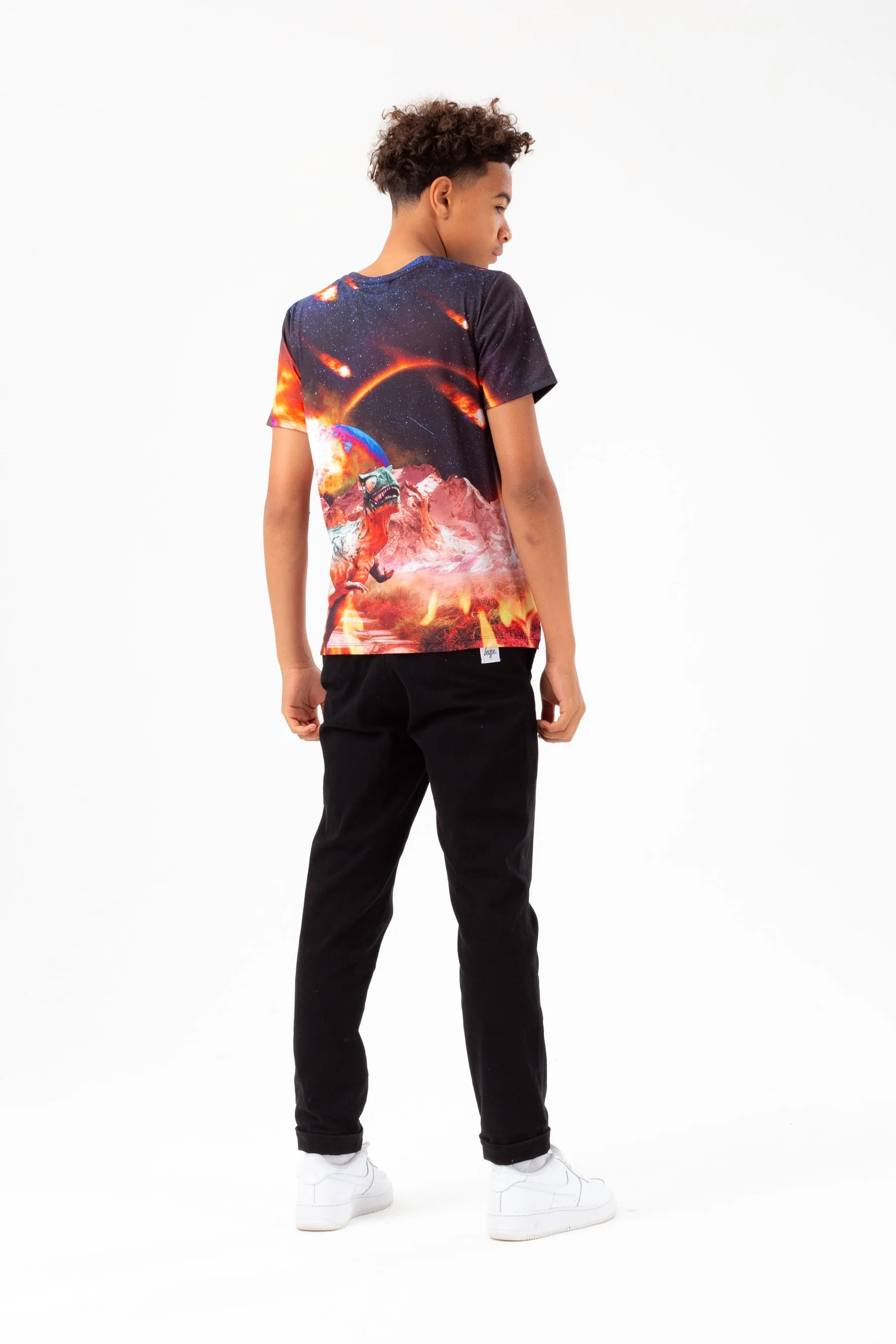 Hype Boys Red Dinosaur Meteor Script T-Shirt