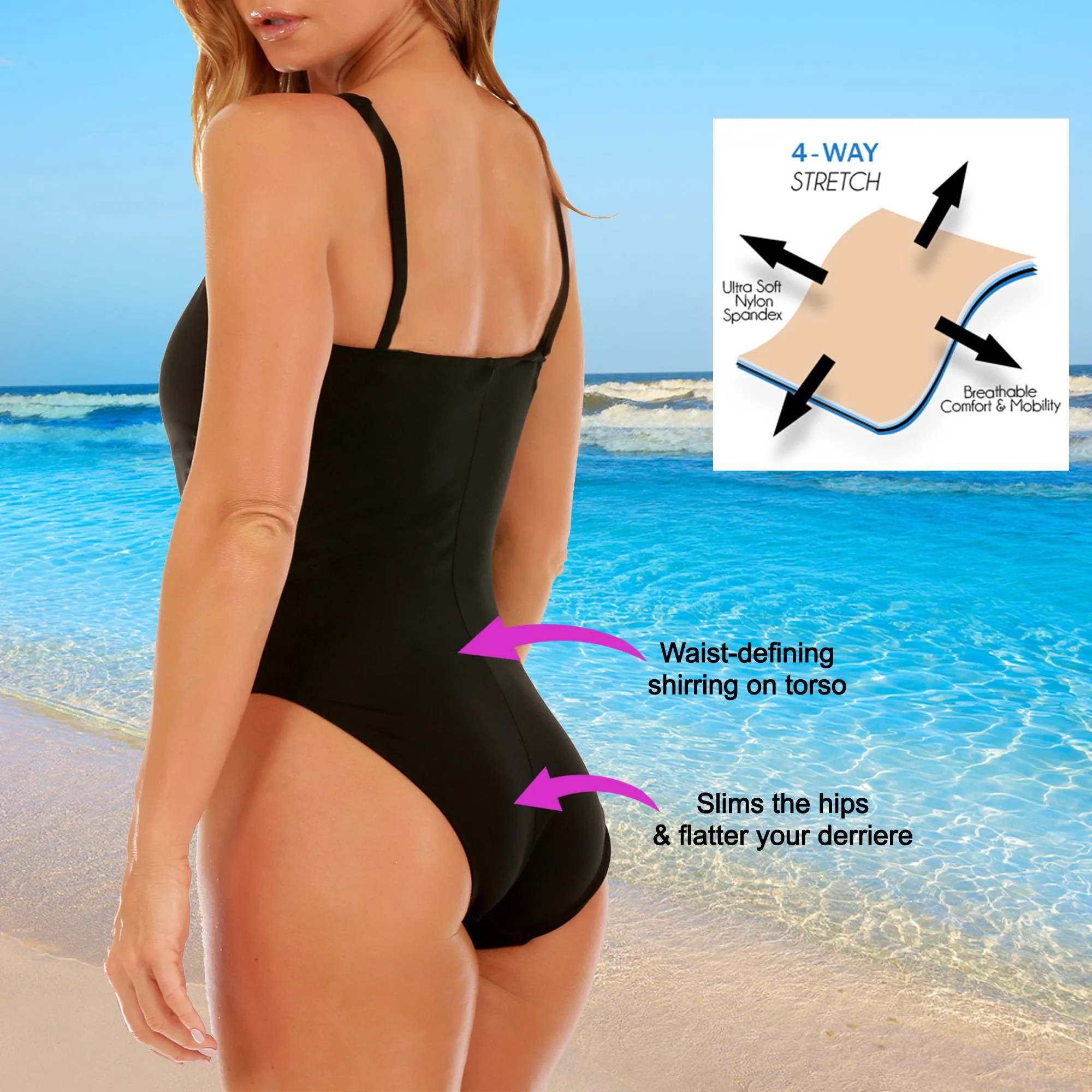 InstantFigure Swimsuit Scoop with shirred side One Piece 13592P