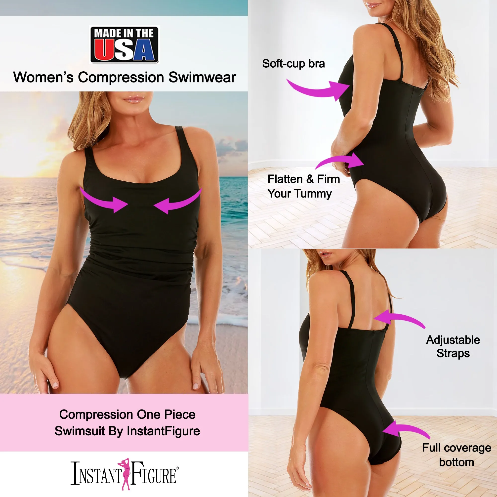 InstantFigure Swimsuit Scoop with shirred side One Piece 13592P