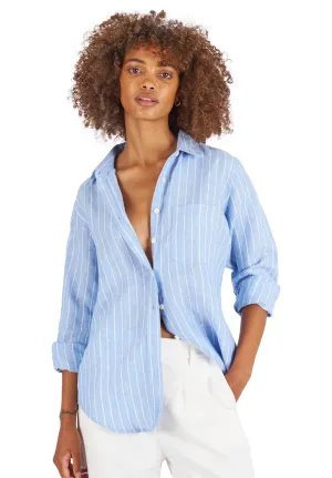 Iris Carolina Blue Stripes Classic Fit Linen Shirt